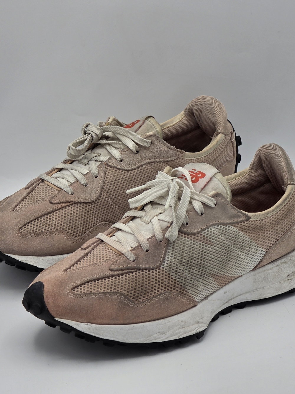 New Balance Women's Pink Beige Mesh & Suede Sneakers